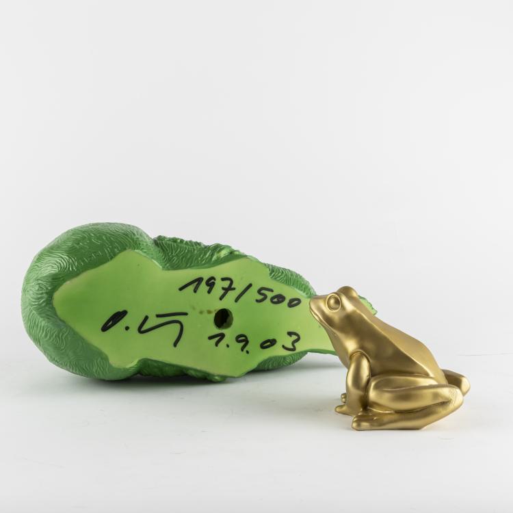 Bild 1 zu Objekt, Gr&uuml;ner 'D&uuml;rer Hase', Wei&szlig;er B&auml;r, Blaue Eule, 'Wagner's Hund Russ' in Schwarz, Goldfarbener 'Froschk&ouml;nig', Rote 'Avantgarde-Schnecke', 1999 - 2016, Ottmar H&ouml;rl, 163D 716