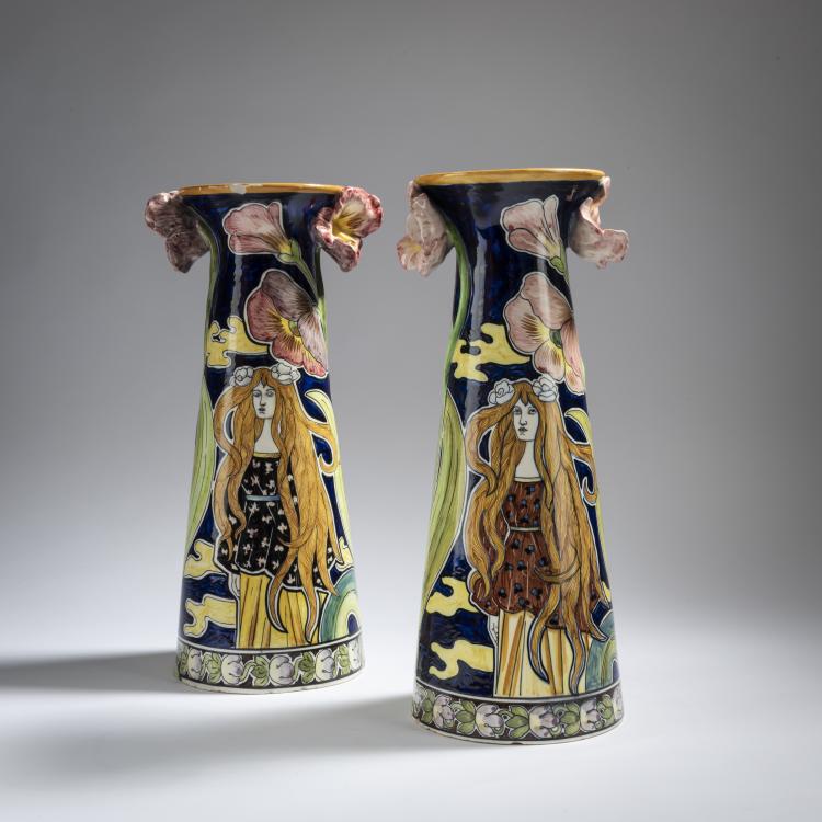 Hauptbild zu Objekt, 2 vases, c. 1900, Societ&agrave; Ceramica di Colonnata, Sesto Fiorentino, 162C 518