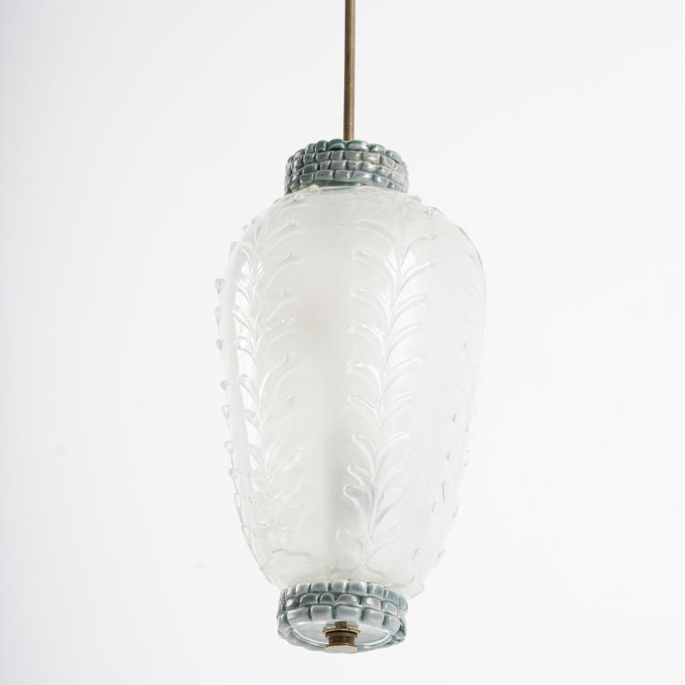 Bild 1 zu Objekt, 'Cristallo a rilievi' ceiling light, c. 1933, Tomaso Buzzi, Venini & C., Murano, 163F 1164