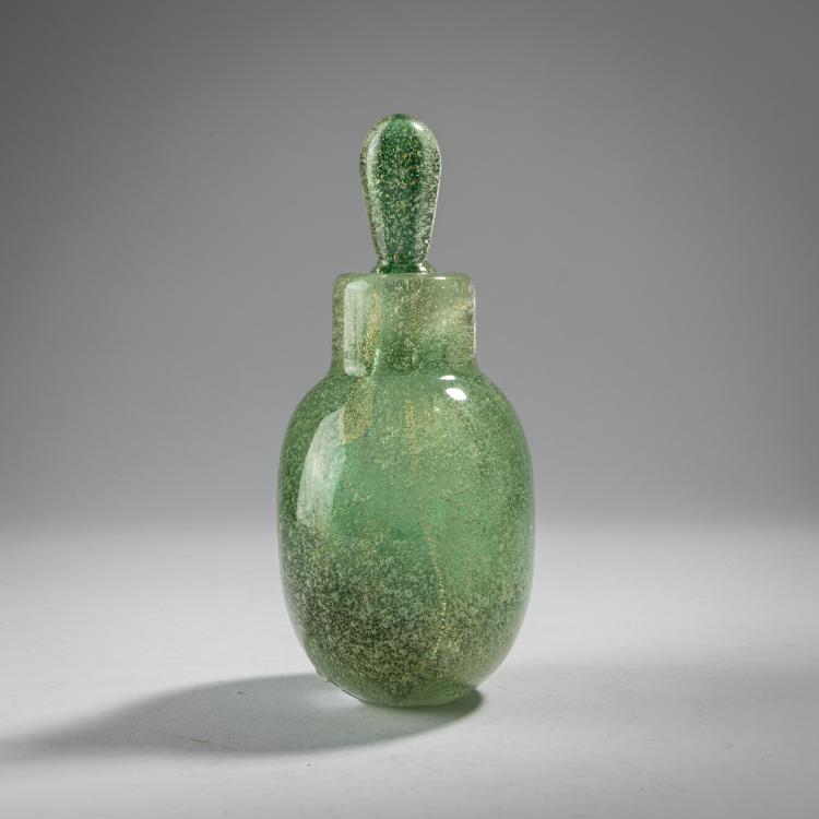 Bild 1 zu Objekt, 'Sommerso a bollicine' flacon, c. 1934-36, Carlo Scarpa, Venini & C., Murano, 163F 1168