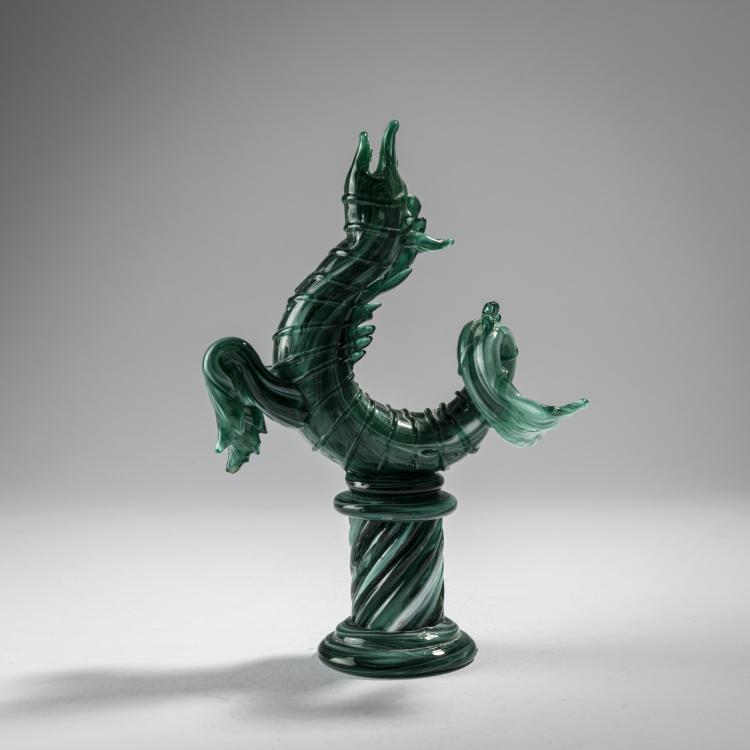 Hauptbild zu Objekt, 'Ippocampo' table decoration (place marker), 1930-41, Napoleone Martinuzzi, Venini & C., Murano, 163F 1151
