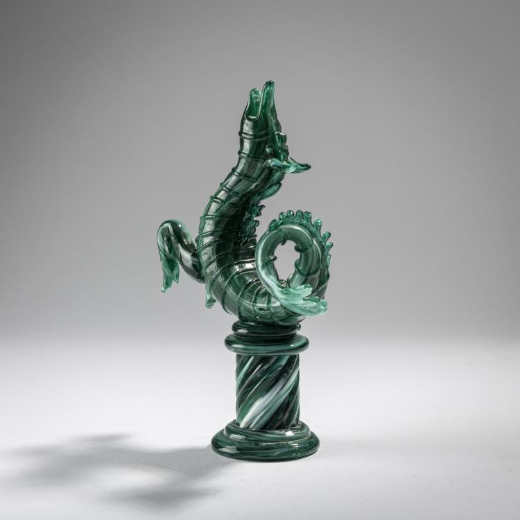 Bild 1 zu Objekt, 'Ippocampo' table decoration (place marker), 1930-41, Napoleone Martinuzzi, Venini & C., Murano, 163F 1151