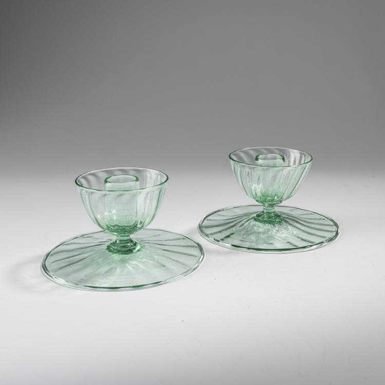 Bild 1 zu Objekt, 2 candlesticks, c. 1925, Vittorio Zecchin, Cappellin, M.V.M., Murano, 163F 1141