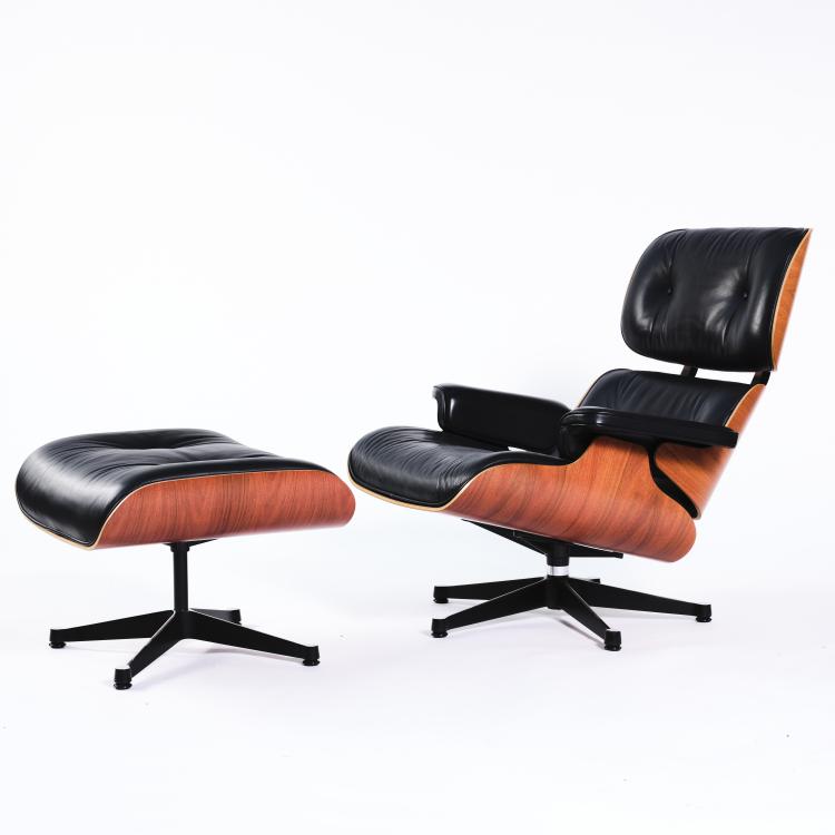 Hauptbild zu Objekt, 'Lounge chair XL' mit Ottoman, 1956, Charles Eames,Ray Eames, Vitra Design, Weil am Rhein, 163C 523