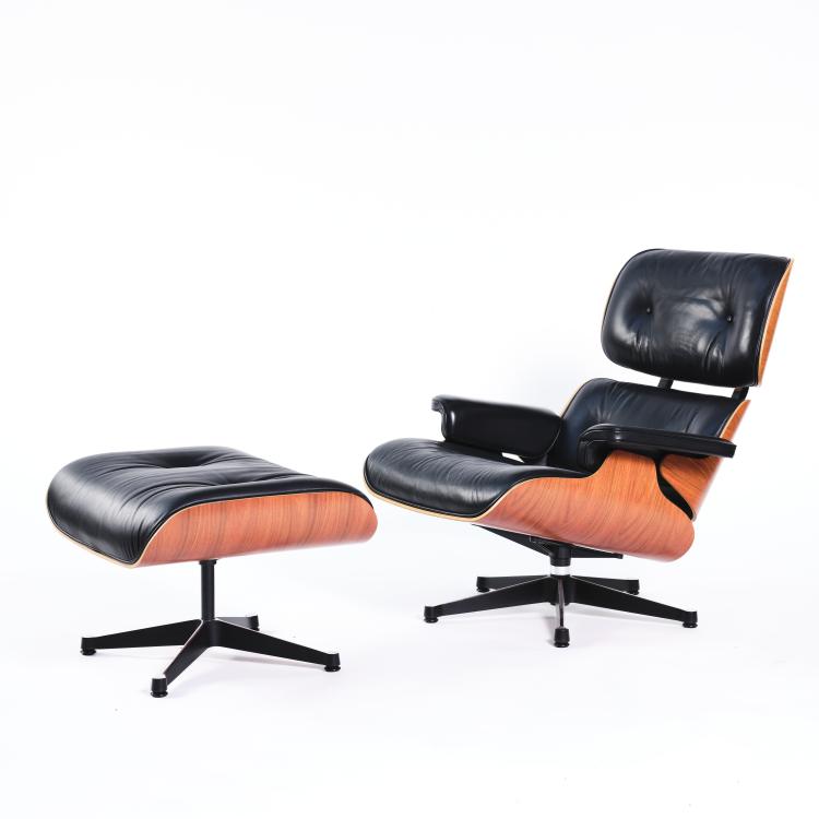 Hauptbild zu Objekt, 'Lounge chair XL' mit Ottoman, 1956, Charles Eames,Ray Eames, Vitra Design, Weil am Rhein, 163C 524