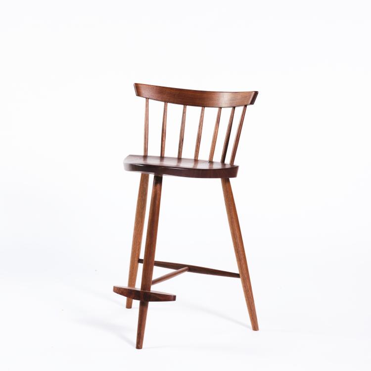 Hauptbild zu Objekt, 'Mira' barstool with footrest, 1963, Mira Nakashima, Nakashima Studios, New Hope, Pennsylvania, 163C 537