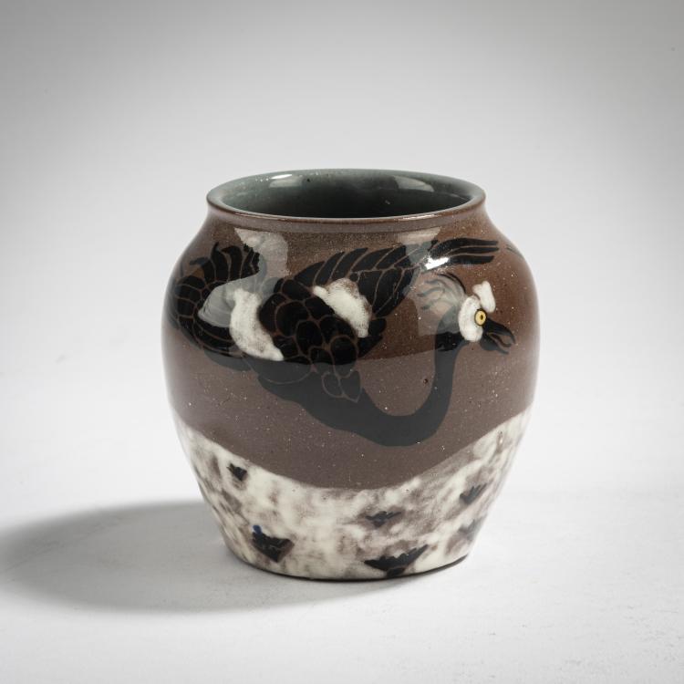Hauptbild zu Objekt, Vase with cranes, c. 1920, Eduard Klablena, Langenzersdorf, 162C 495
