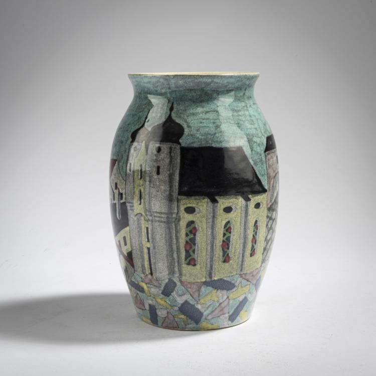Hauptbild zu Objekt, Vase with cityscape, c. 1920, Eduard Klablena, Langenzersdorf, 162C 498