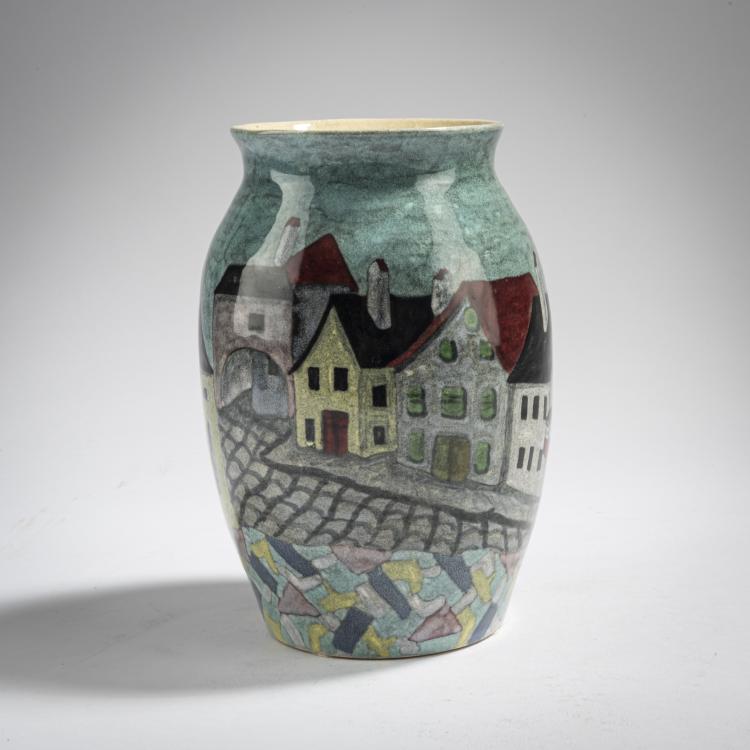 Bild 1 zu Objekt, Vase with cityscape, c. 1920, Eduard Klablena, Langenzersdorf, 162C 498