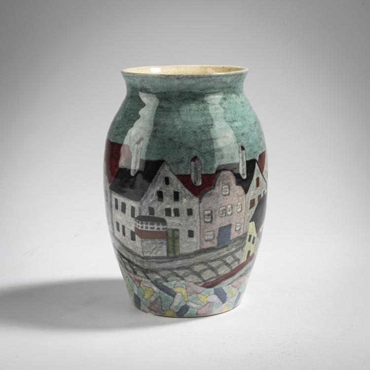 Bild 2 zu Objekt, Vase with cityscape, c. 1920, Eduard Klablena, Langenzersdorf, 162C 498