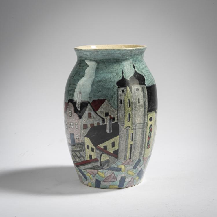 Bild 3 zu Objekt, Vase with cityscape, c. 1920, Eduard Klablena, Langenzersdorf, 162C 498