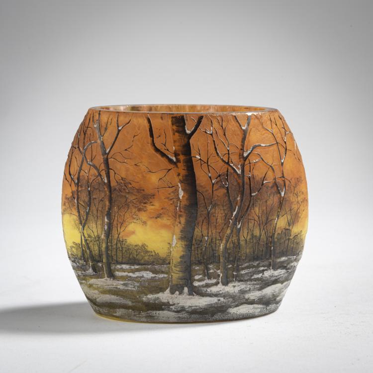 Bild 2 zu Objekt, Kleine Vase 'Cr&eacute;puscule neige' oder 'Paysage d'hiver', um 1902, Nancy Daum Fr&egrave;res, Daum Fr&egrave;res, Nancy, 162B 87