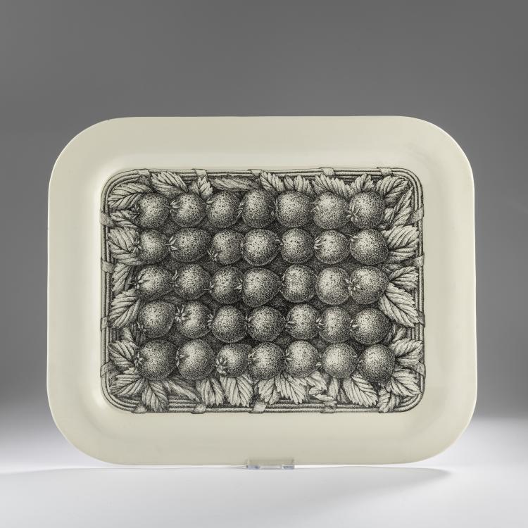 Hauptbild zu Objekt, Tablett 'Cesto di fragole', 1950er Jahre, Piero Fornasetti, Fornasetti, Mailand, 163C 378