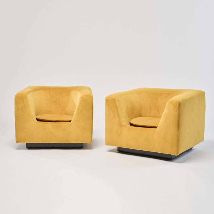 Bild 1 zu Objekt, Two 'Elliptiques' easy chairs, c. 1965, Bernard Govin, Saporiti, Italien, 169A 123