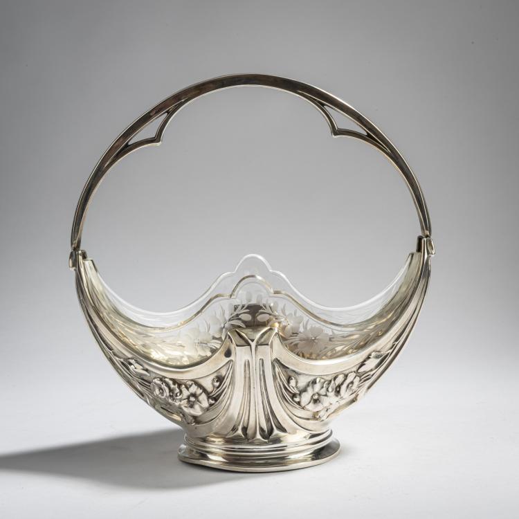 Hauptbild zu Objekt, Flower basket, c. 1900, Pegau, Adolf, Pforzheim (wohl), 162C 427