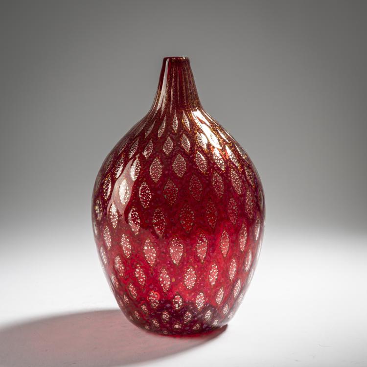 Hauptbild zu Objekt, Vase 'A reazione policrome', um 1950, Giulio Radi, A.Ve.M., Murano, 164C 690