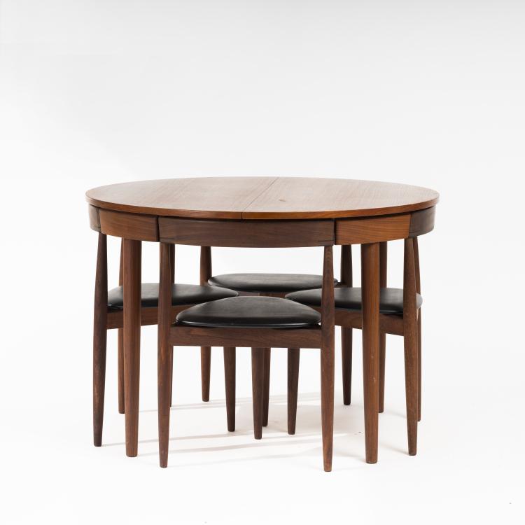 Hauptbild zu Objekt, Tisch mit vier St&uuml;hlen, 1962, Hans Olsen, Frem R&oslash;jle M&oslash;belfabrik, 163C 492