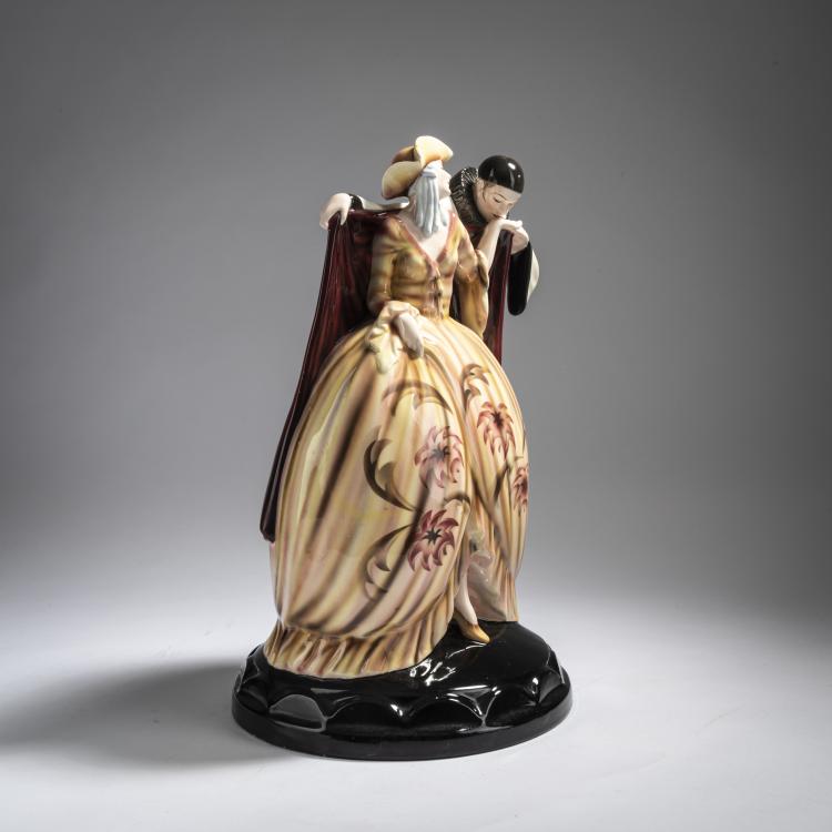 Bild 1 zu Objekt, 'Harlekin, seiner Columbine die Hand k&uuml;ssend', um 1929, Josef Lorenzl, Goldscheider, Friedrich, Wien, 162C 481