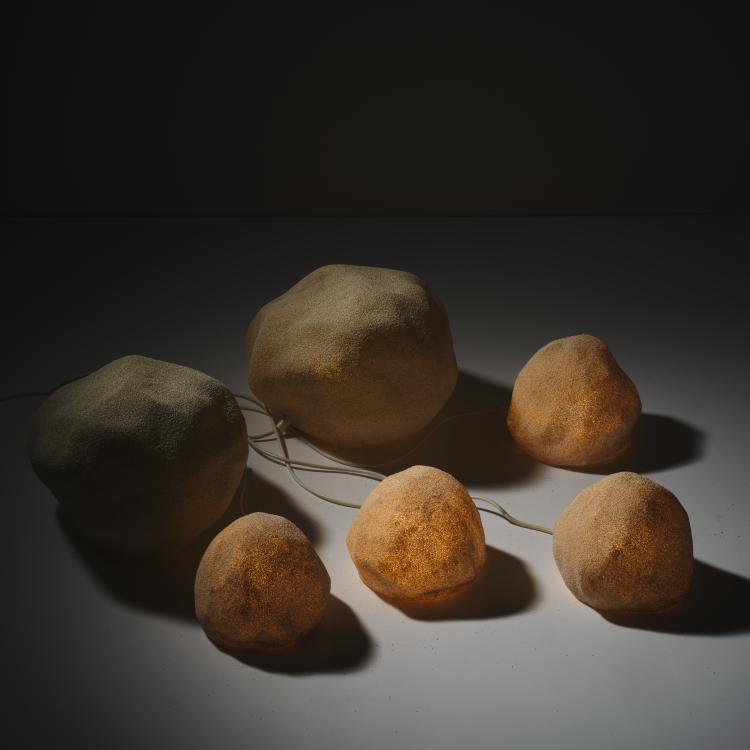 Hauptbild zu Objekt, Sechs Leuchtsteine, 1970er Jahre, Italien, 163C 325