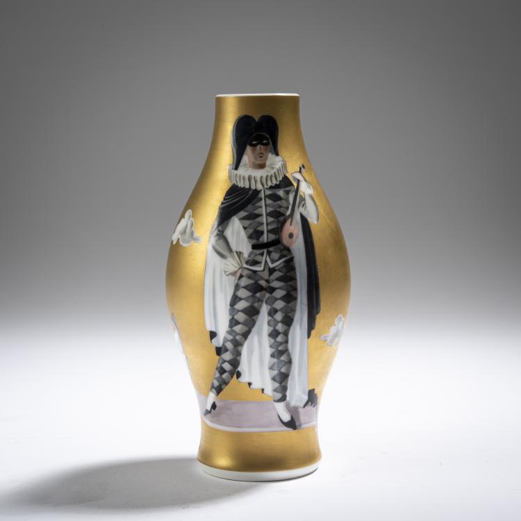 Hauptbild zu Objekt, Vase with harlequin, presumably after 1945, Berlin, KPM, 162C 438
