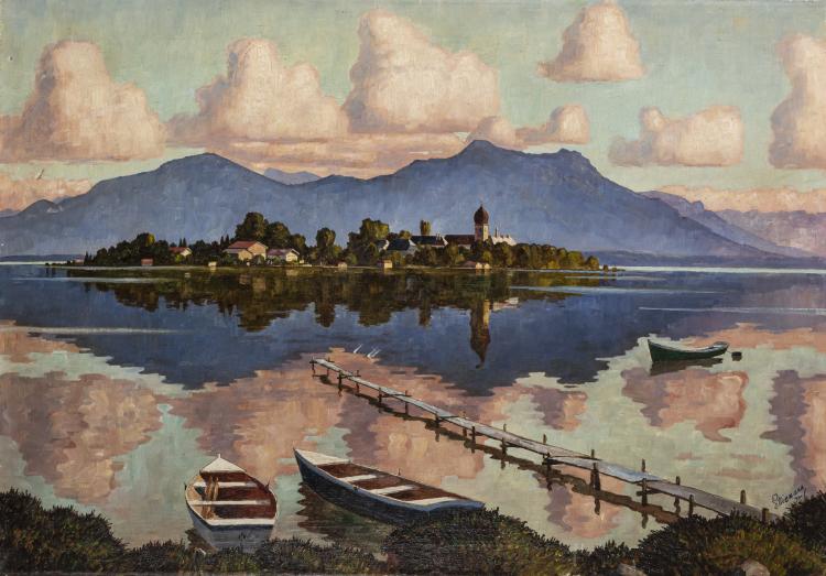 Hauptbild zu Objekt, 'Die Fraueninsel im Chiemsee', 1934, Gottfried Niemann, 163D 593
