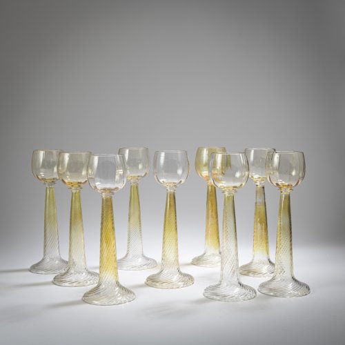 9 wine glasses, c.1900