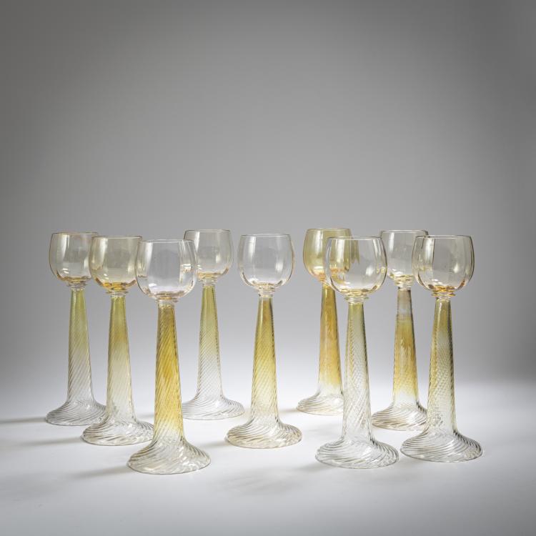 Hauptbild zu Objekt, Neun Weingl&auml;ser, um 1900, Rheinische Glash&uuml;tten, K&ouml;ln-Ehrenfeld, 162B 267