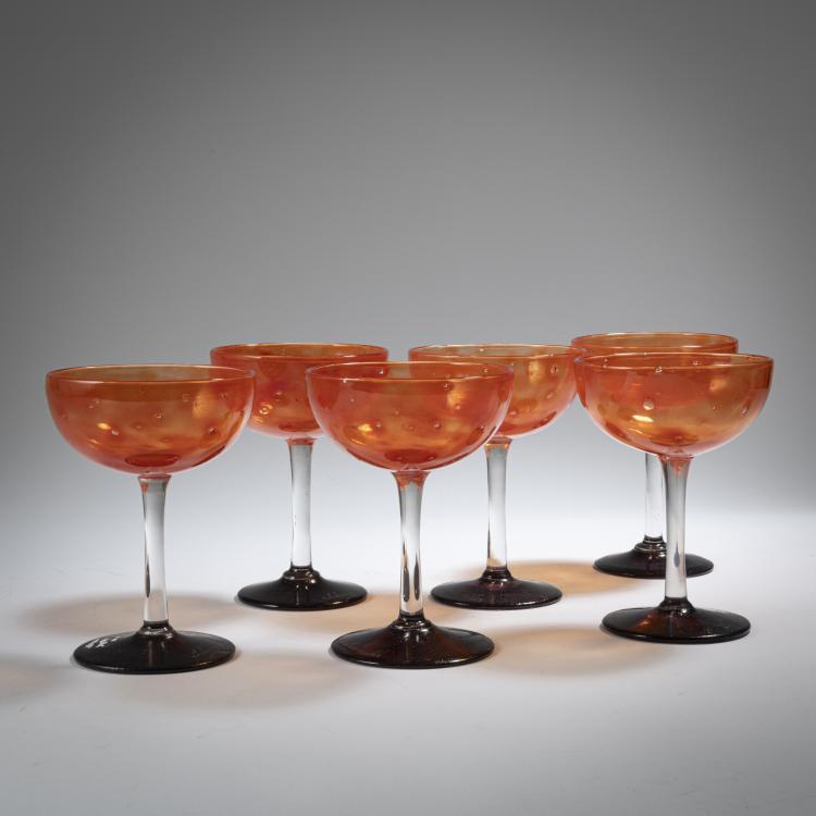 Hauptbild zu Objekt, Sechs Champagnerschalen 'Bijoux', 1922-26, Charles Schneider, Schneider, Epinay-sur-Seine, 162B 212
