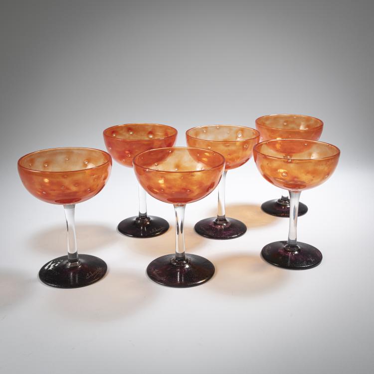 Bild 1 zu Objekt, Sechs Champagnerschalen 'Bijoux', 1922-26, Charles Schneider, Schneider, Epinay-sur-Seine, 162B 212