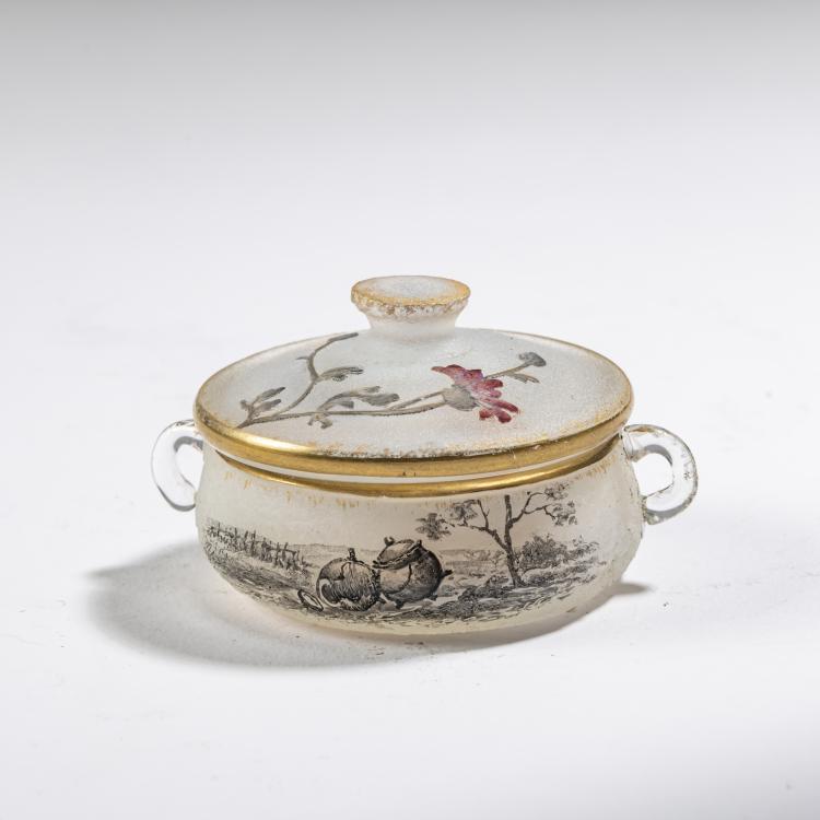 Hauptbild zu Objekt, Deckeld&ouml;schen 'Le pot de terre, le pot de fer', 1898, Nancy Daum Fr&egrave;res, Daum Fr&egrave;res, Nancy, 162B 76