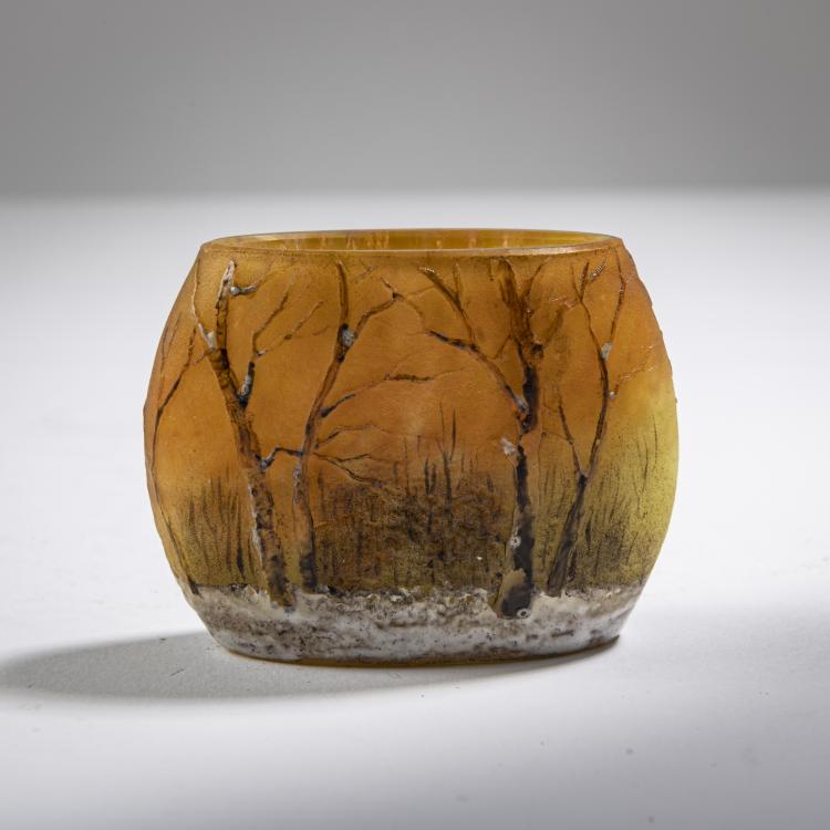 Bild 1 zu Objekt, Miniaturvase 'Cr&eacute;puscule neige' oder 'Paysage hiver', um 1902, Nancy Daum Fr&egrave;res, Daum Fr&egrave;res, Nancy, 162B 86