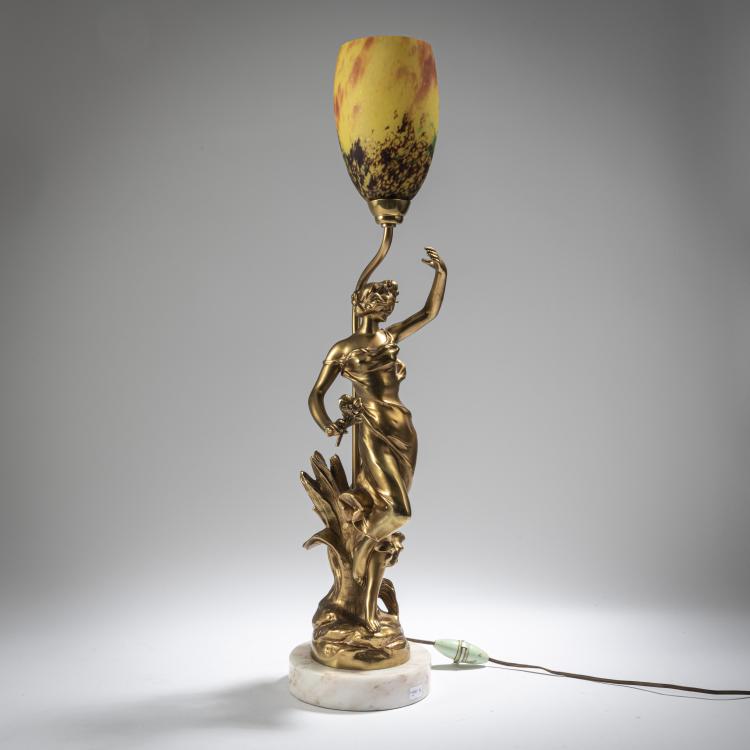 Hauptbild zu Objekt, Fig&uuml;rliche Tischleuchte, um 1910, Nancy Daum Fr&egrave;res,Julien Causs&eacute;, Daum Fr&egrave;res, Nancy, 162B 123
