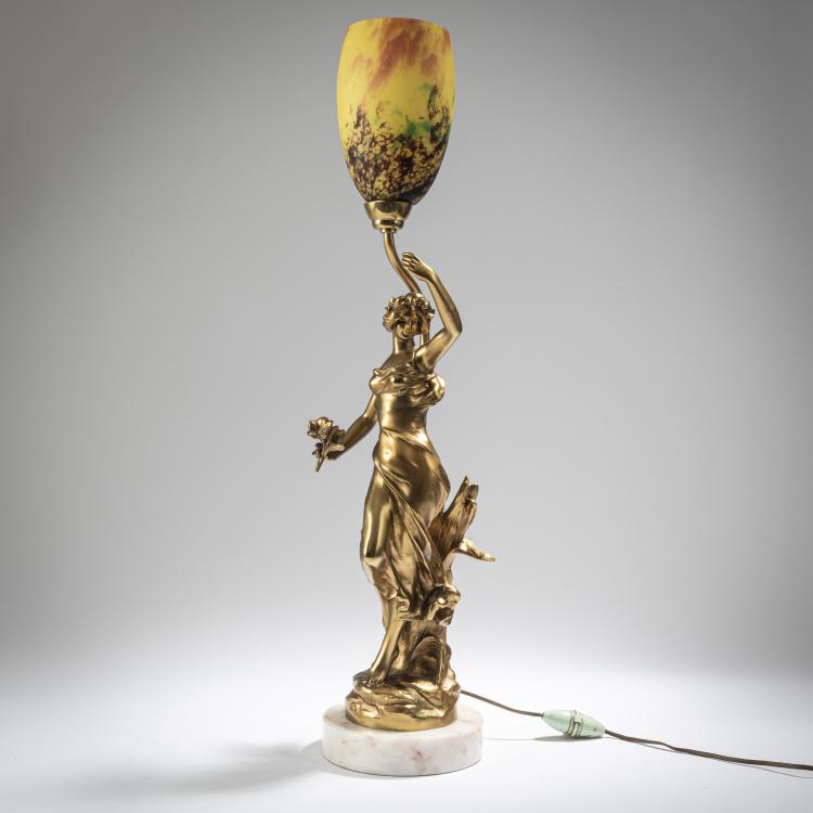 Bild 1 zu Objekt, Fig&uuml;rliche Tischleuchte, um 1910, Nancy Daum Fr&egrave;res,Julien Causs&eacute;, Daum Fr&egrave;res, Nancy, 162B 123