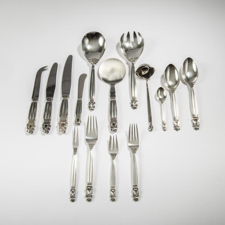 Bild 1 zu Objekt, Dining cutlery 'Konge' - 'Acorn', 1915, Johan Rohde, Jensen, Georg, Kopenhagen, 162C 425