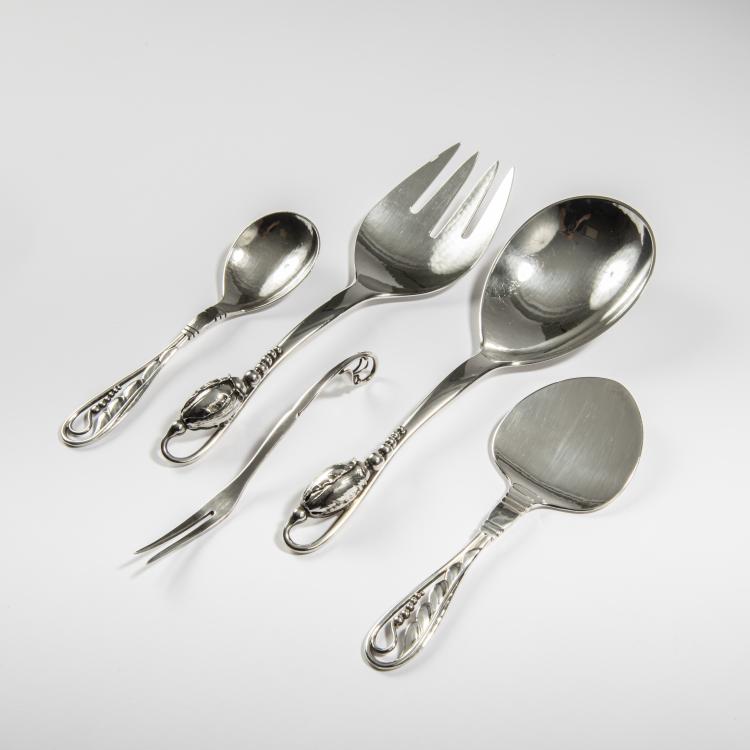 Bild 1 zu Objekt, 'Magnolia' serving cutlery, 1919, Georg Jensen, Jensen, Georg, Kopenhagen, 162C 426