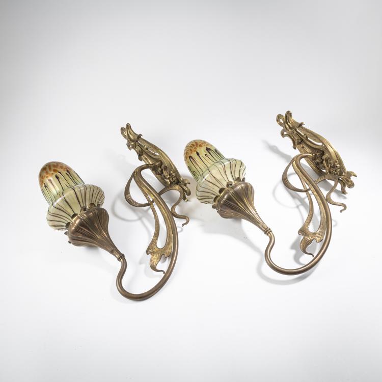 Hauptbild zu Objekt, 2 sconces, 1900-1905, Elisabeth Glasfabrik; Habel, Wilhelm, Kosten, 162B 229