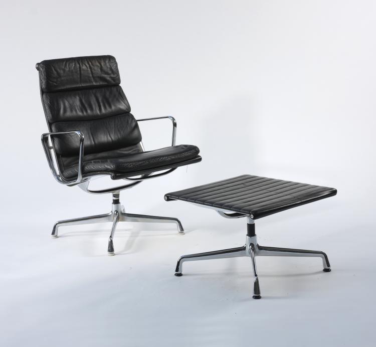 Bild 1 zu Objekt, 'Soft Pad' armchair with stool, 1969, Charles Eames,Ray Eames, Vitra Design, Weil am Rhein; Miller, Herman, Zeeland, 164B 309