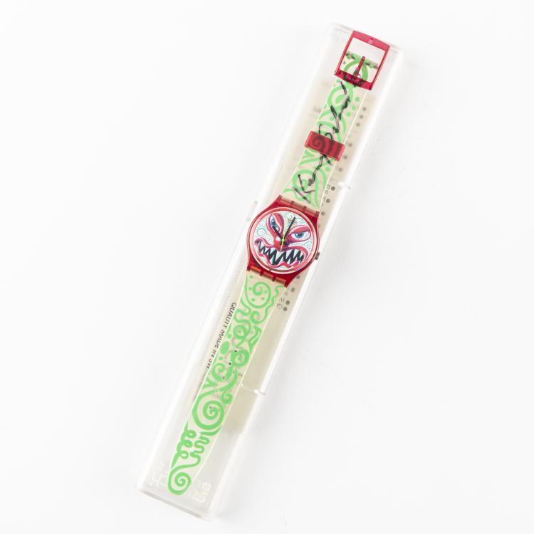 Hauptbild zu Objekt, Armbanduhr 'Monster Time GR121' von SWATCH, 1994, Kenny Scharf, 163D 708