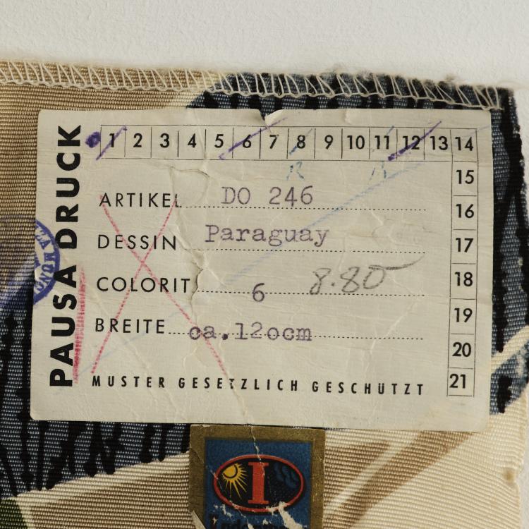 Bild 1 zu Objekt, Mixed lot of 9 fabric swatches 1950/60s, Elsbeth Kupferoth, Pausa, M&ouml;ssingen, 163A 67