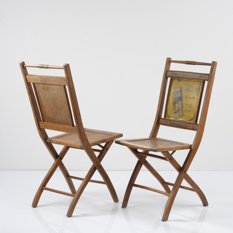 Bild 1 zu Objekt, 2 folding chairs, 1910s, Bernstein, Holzwarenfabrik, Meiningen,  f&uuml;r Georg A. Jasmatz Act. Ges., Dresden., 164B 368
