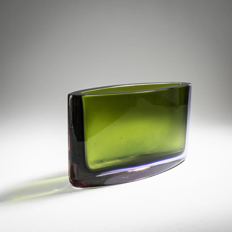 Bild 1 zu Objekt, 'Sommerso verde filo blu violetto' vase, 1957, Flavio Poli, Seguso Vetri d'Arte, Murano, 164C 658