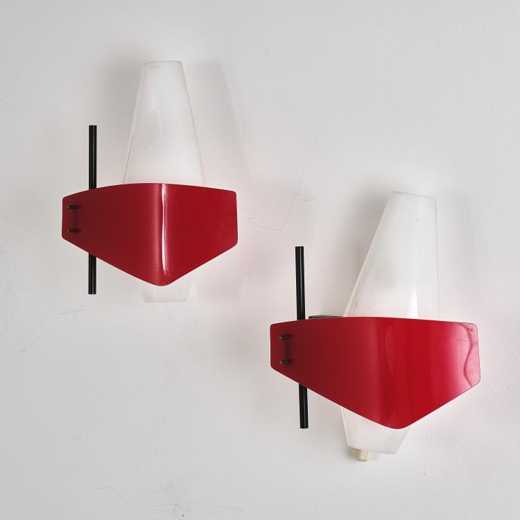 Hauptbild zu Objekt, Zwei Wandappliquen, 1950er Jahre, Stilnovo, Mailand (zugeschrieben), 163C 284