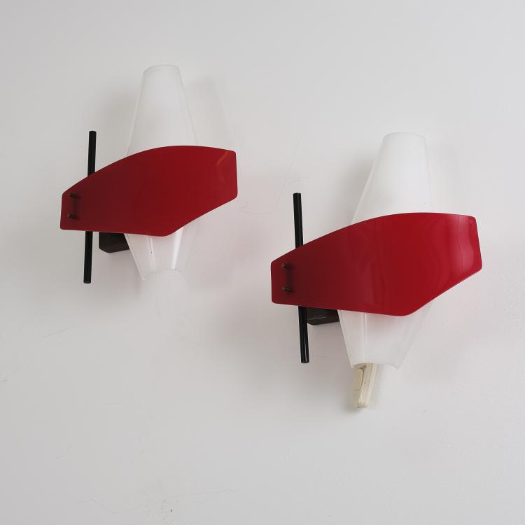 Bild 1 zu Objekt, Zwei Wandappliquen, 1950er Jahre, Stilnovo, Mailand (zugeschrieben), 163C 284