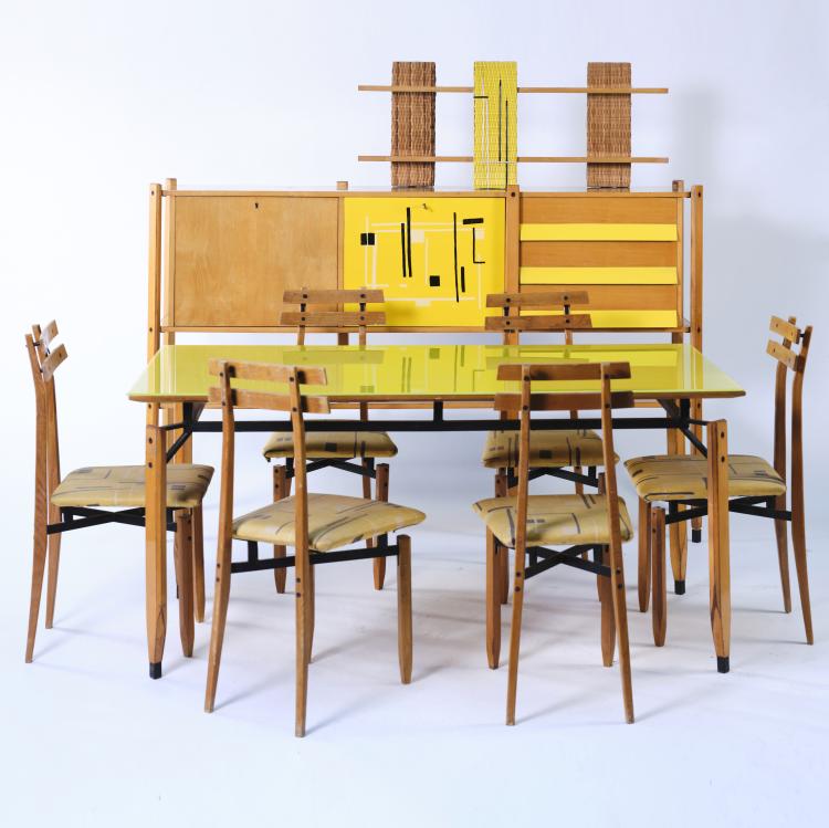 Hauptbild zu Objekt, Dining room suite, c. 1957, Roberto Aloi, Aloi, Roberto, Manufaktur, Italien, 164A 52