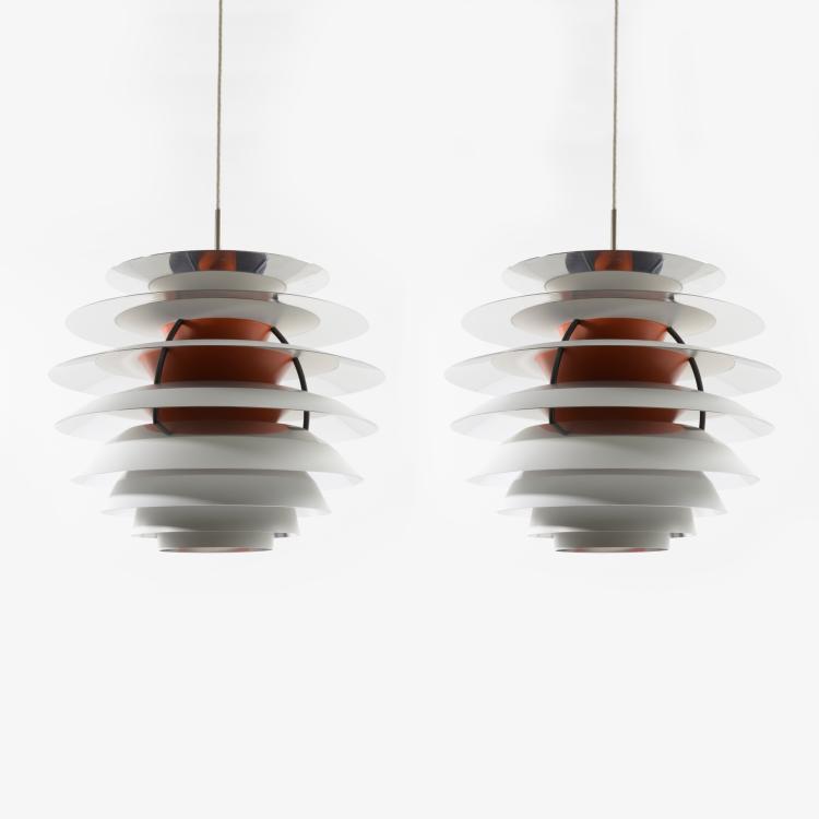 Hauptbild zu Objekt, 2 'Kontrast' ceiling lights, 1958, Poul Henningsen, Poulsen, Louis, Kopenhagen, 163C 503
