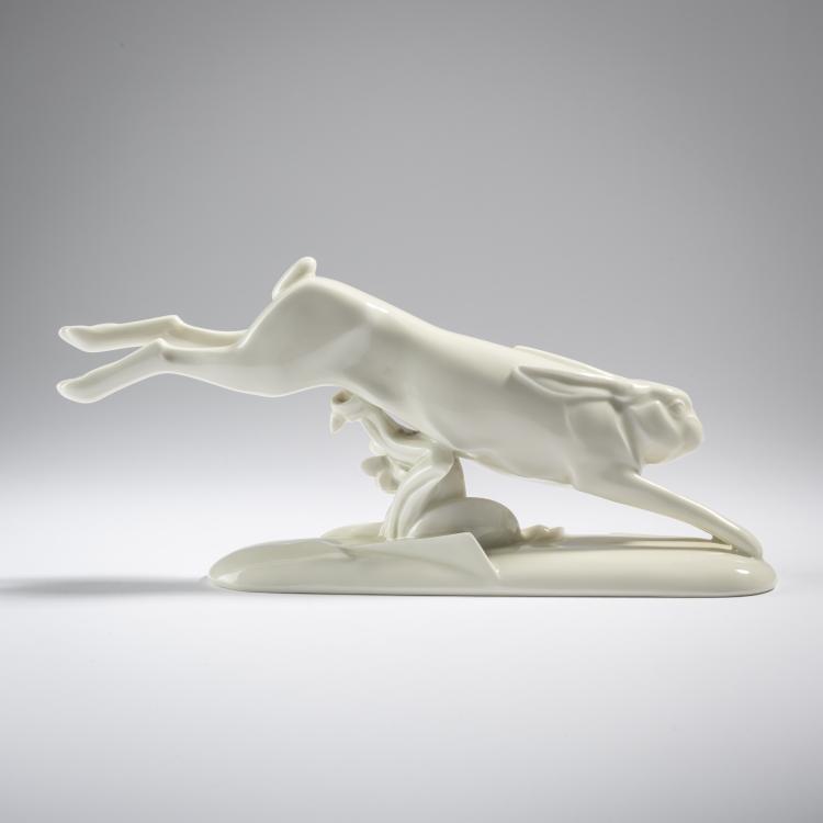 Hauptbild zu Objekt, Leaping Hare, c. 1927, Gerhard Schliepstein, Rosenthal, Selb, 165C 402
