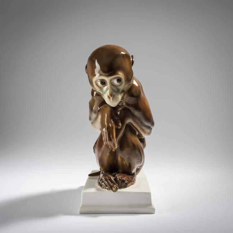 Hauptbild zu Objekt, Sitzender Affe, 1913-14, E. Cleinow, Schwarzburger Werkst&auml;tten, Unterwei&szlig;bach, 165C 413