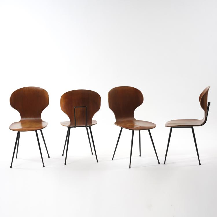 Bild 1 zu Objekt, 4 chairs, c. 1958, Carlo Ratti (attributed), Industria Legni Curvati, Lissone, 164A 59