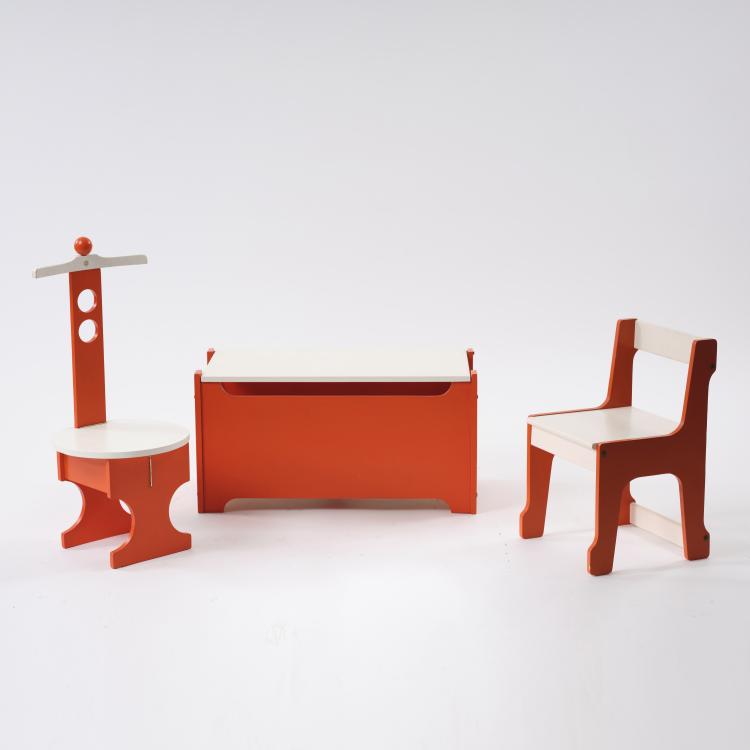 Hauptbild zu Objekt, Three-piece children's furniture set, c. 1955, Fratelli Reguitti, Agnosine, 164A 40
