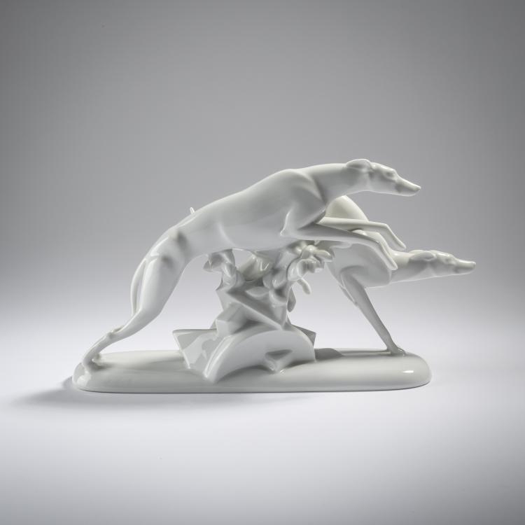Hauptbild zu Objekt, 'Greyhounds', 1930, Gerhard Schliepstein, Rosenthal, Selb, 165C 406